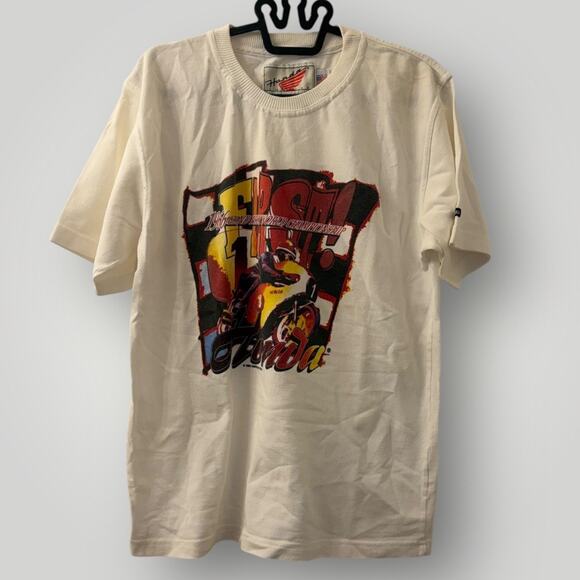 Vintage 1996 Honda Racing T-Shirt Grand Prix Sz Medium Made in USA Textured Knit - Picture 1 of 8